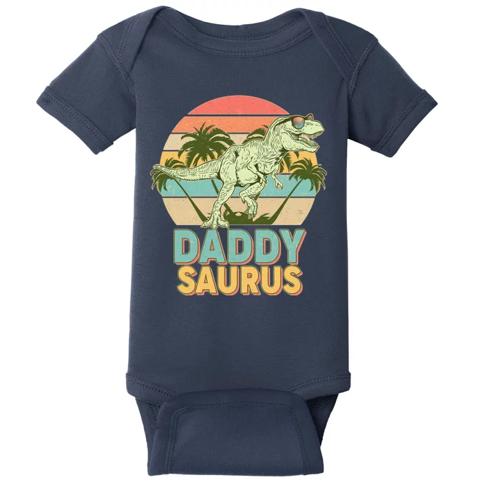 Vintage Retro Daddy Saurus T-Rex Dinosaur Baby Bodysuit