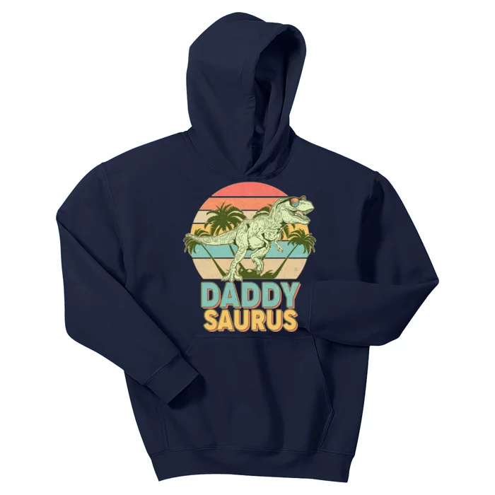 Vintage Retro Daddy Saurus T-Rex Dinosaur Kids Hoodie