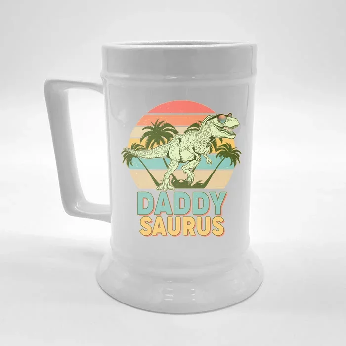 Vintage Retro Daddy Saurus T-Rex Dinosaur Front & Back Beer Stein