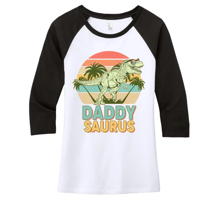 Vintage Retro Daddy Saurus T-Rex Dinosaur Women's Tri-Blend 3/4-Sleeve Raglan Shirt