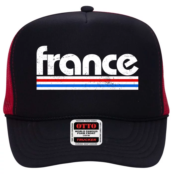 Vintage Retro France Logo High Crown Mesh Trucker Hat