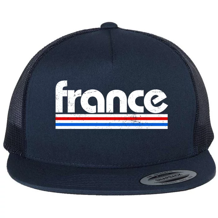 Vintage Retro France Logo Flat Bill Trucker Hat