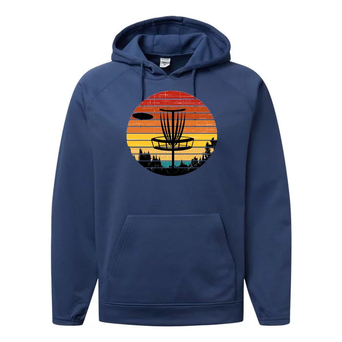 Vintage retro Frisbee Golf Performance Fleece Hoodie