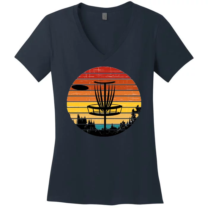 Vintage retro Frisbee Golf Women's V-Neck T-Shirt