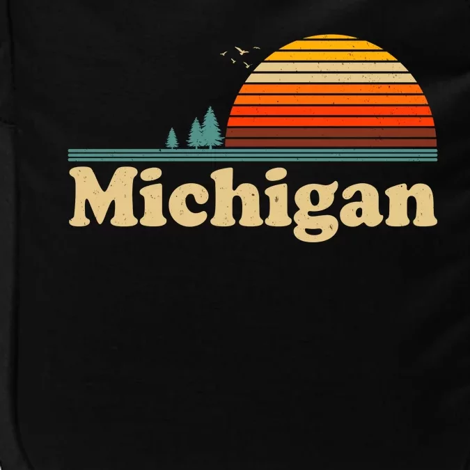 Vintage Retro Michigan Sunset Logo Impact Tech Backpack