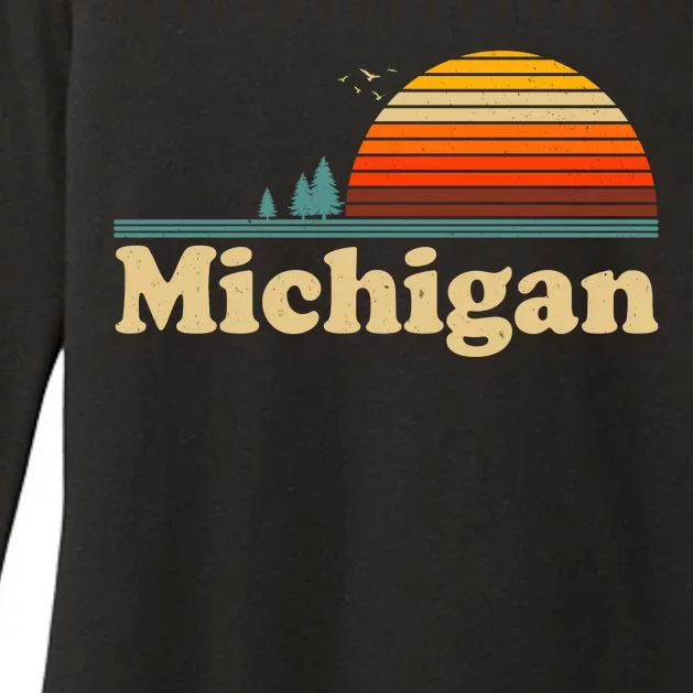 Vintage Retro Michigan Sunset Logo Womens CVC Long Sleeve Shirt