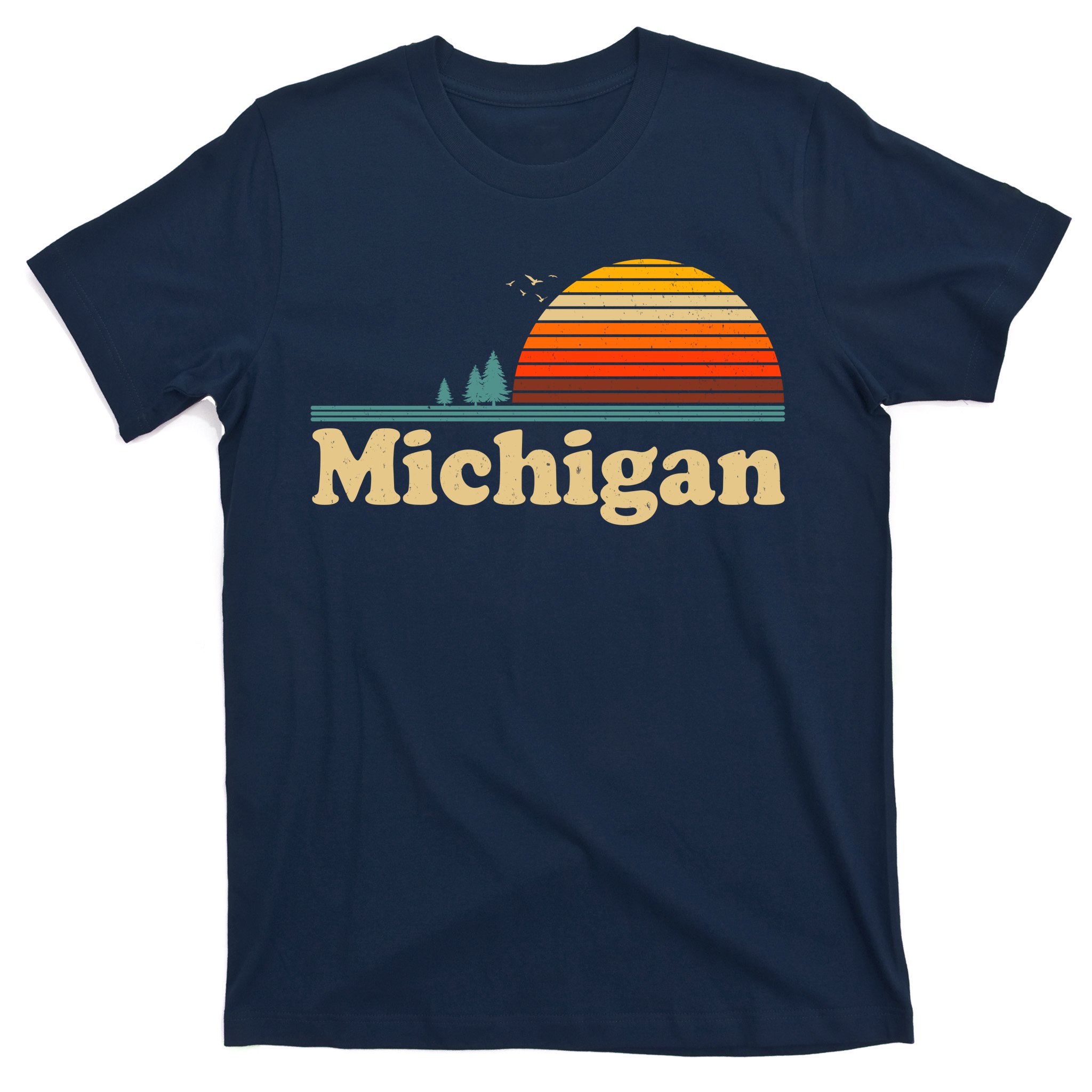 Vintage Retro Michigan Sunset Logo T-Shirt