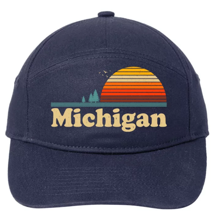 Vintage Retro Michigan Sunset Logo 7-Panel Snapback Hat