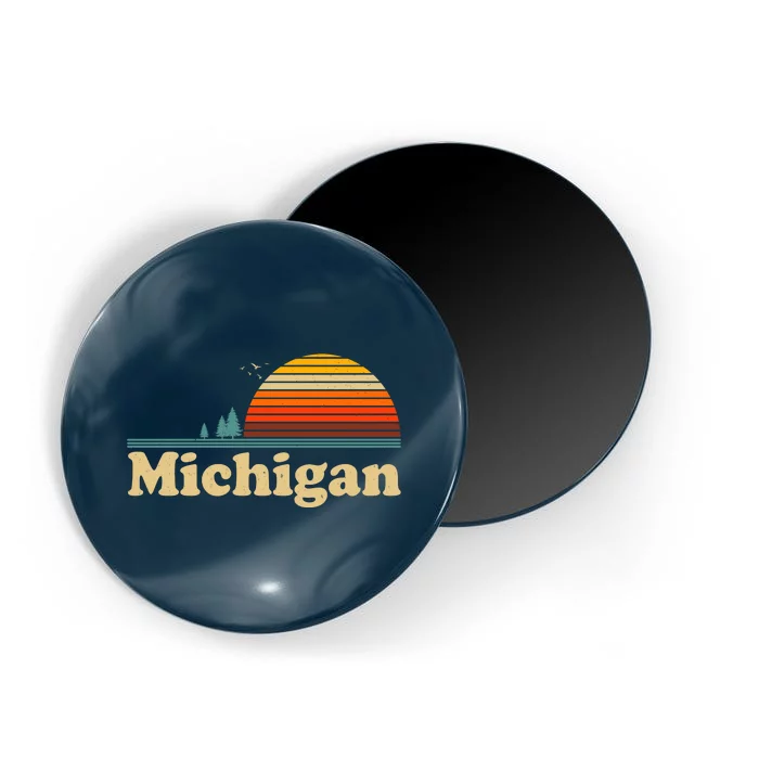 Vintage Retro Michigan Sunset Logo Magnet