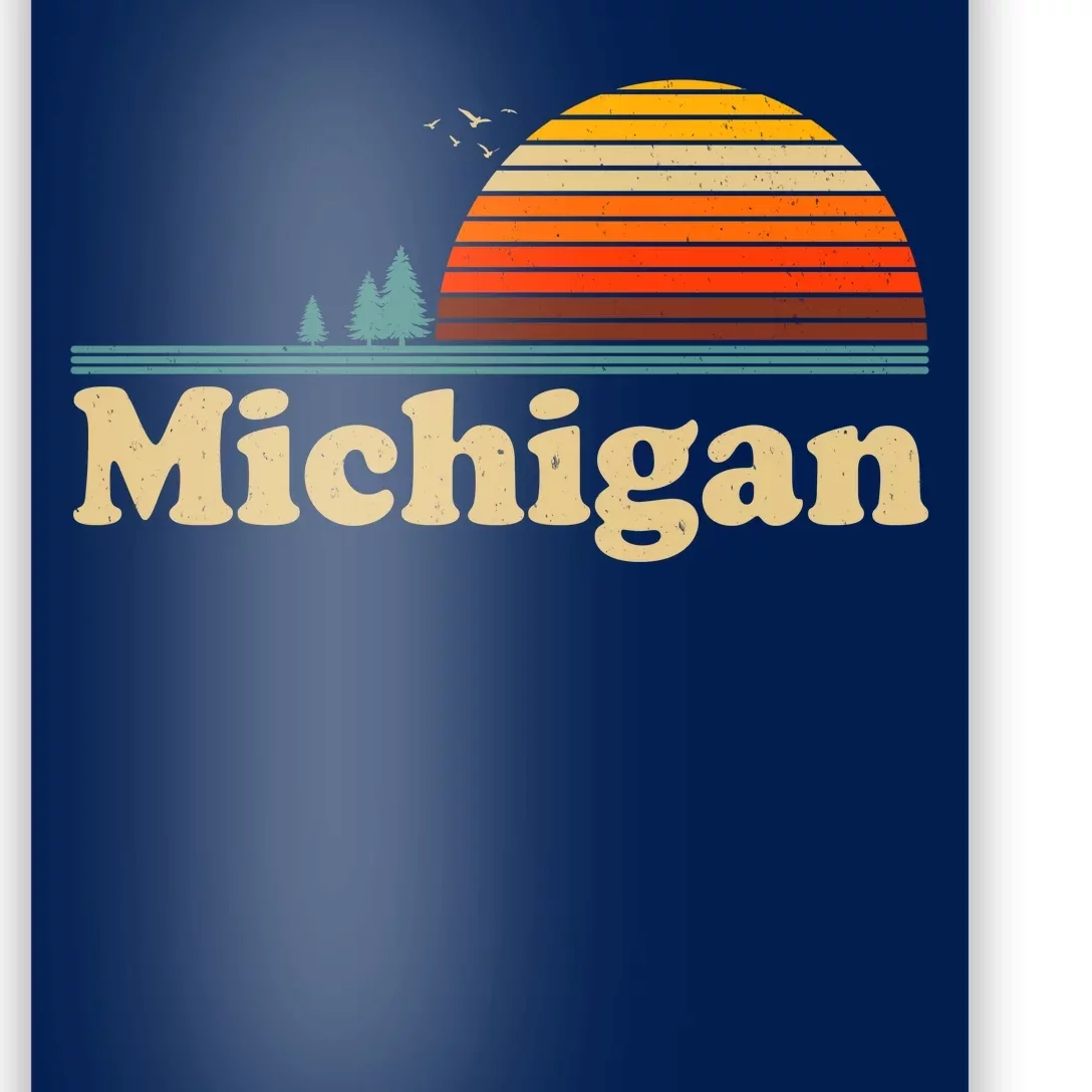 Vintage Retro Michigan Sunset Logo Poster