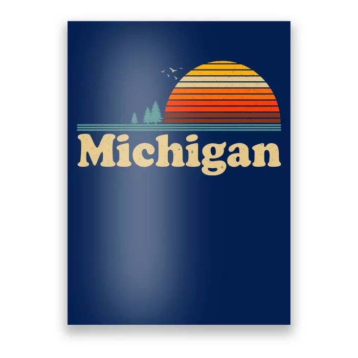 Vintage Retro Michigan Sunset Logo Poster