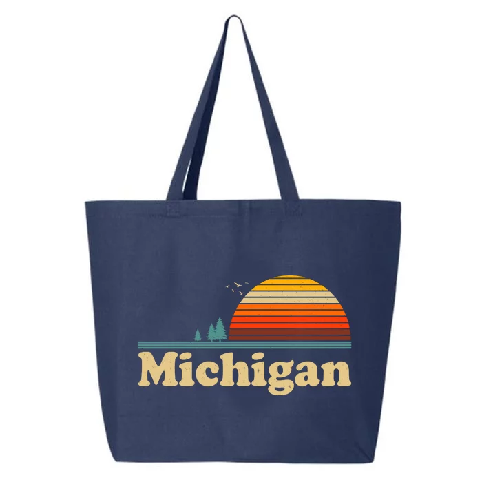 Vintage Retro Michigan Sunset Logo 25L Jumbo Tote