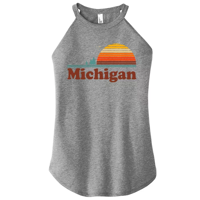 Vintage Retro Michigan Sunset Logo Women’s Perfect Tri Rocker Tank