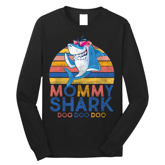 Vintage Retro Mommy Shark Doo Long Sleeve Shirt