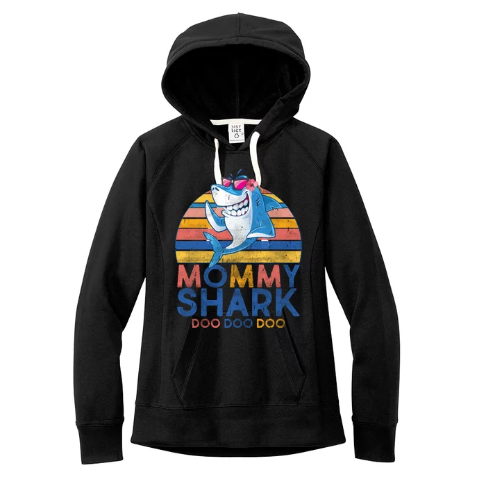 Vintage Retro Mommy Shark Doo Women's Fleece Hoodie