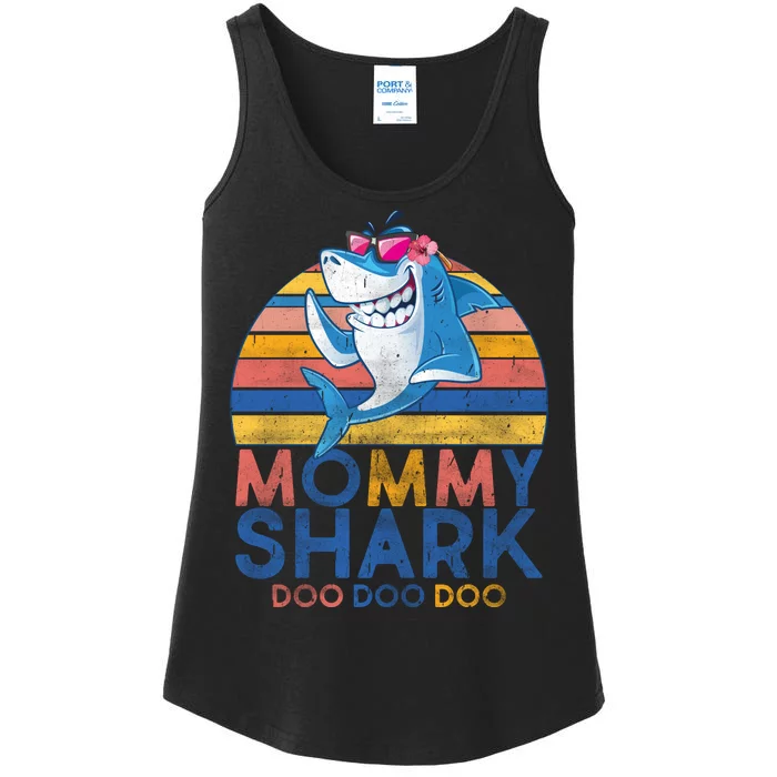 Vintage Retro Mommy Shark Doo Ladies Essential Tank