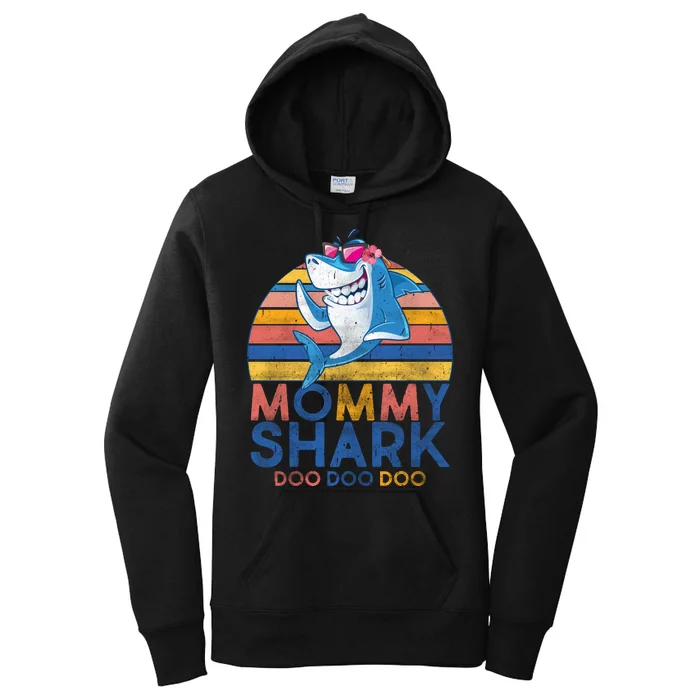 Vintage Retro Mommy Shark Doo Women's Pullover Hoodie