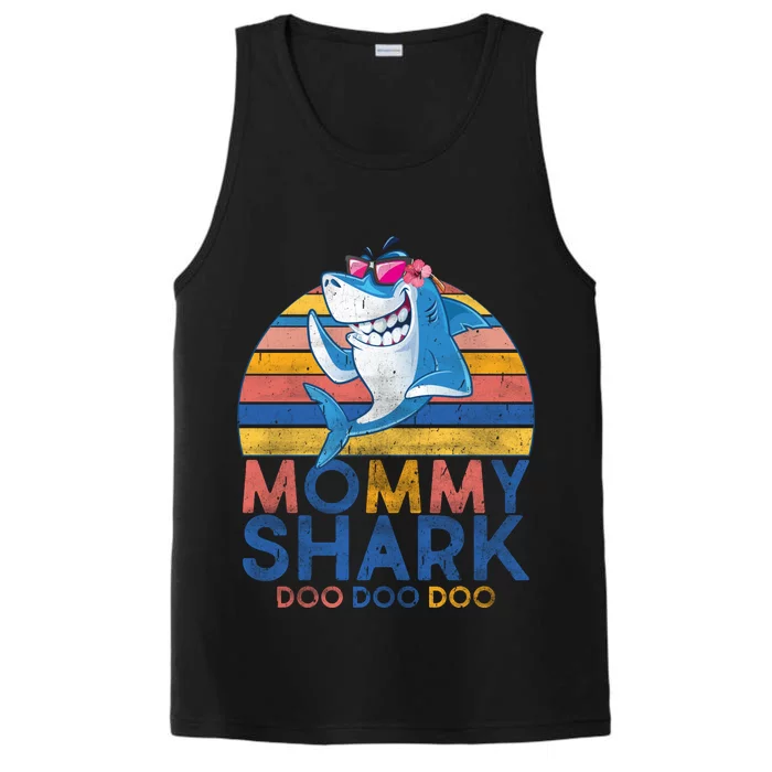 Vintage Retro Mommy Shark Doo Performance Tank