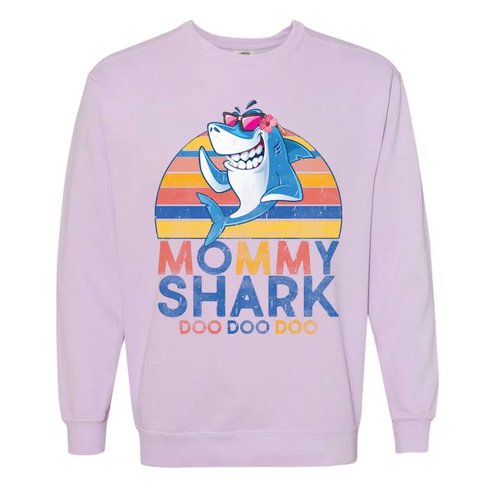 Vintage Retro Mommy Shark Doo Garment-Dyed Sweatshirt