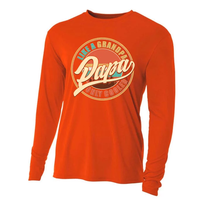 Vintage Retro Papa Like A Grandpa Only Cooler Cooling Performance Long Sleeve Crew