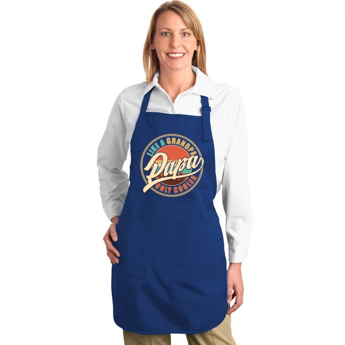 Vintage Retro Papa Like A Grandpa Only Cooler Full-Length Apron With Pocket