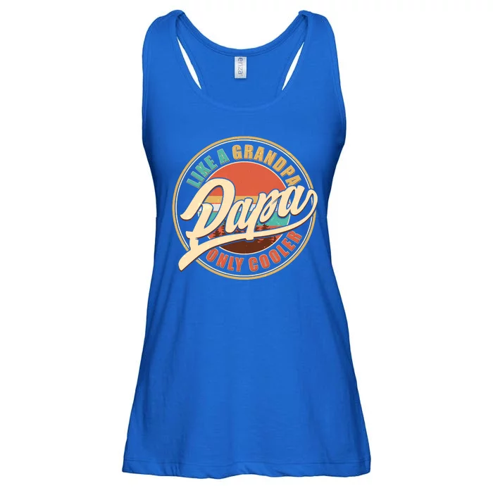 Vintage Retro Papa Like A Grandpa Only Cooler Ladies Essential Flowy Tank