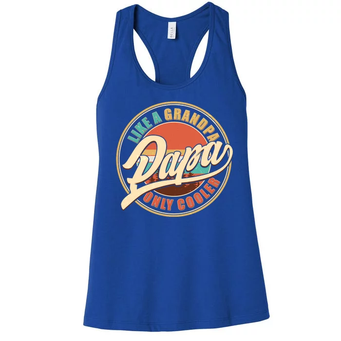 Vintage Retro Papa Like A Grandpa Only Cooler Women's Racerback Tank