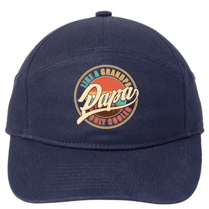 Vintage Retro Papa Like A Grandpa Only Cooler 7-Panel Snapback Hat