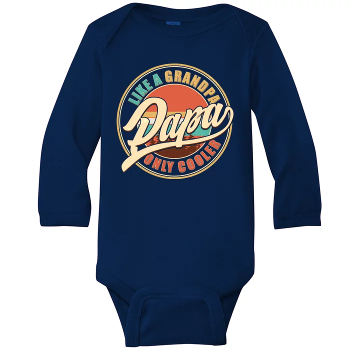 Vintage Retro Papa Like A Grandpa Only Cooler Baby Long Sleeve Bodysuit