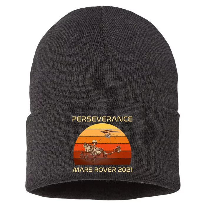 Vintage Retro Perseverance Mars Rover 2021 Sustainable Knit Beanie