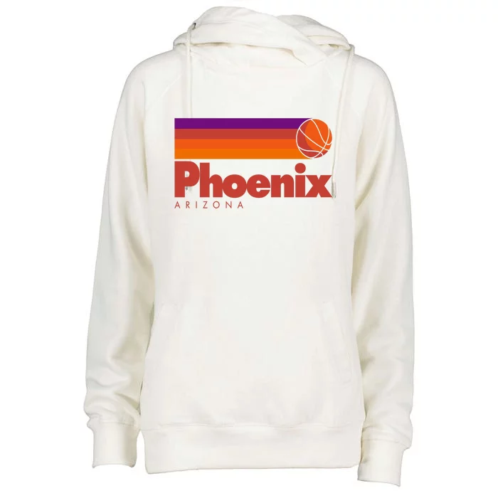 Vintage Retro Phoenix Arizona Basketball Logo Womens Funnel Neck Pullover Hood