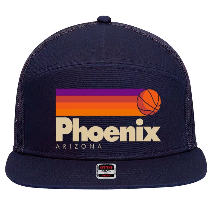 Vintage Retro Phoenix Arizona Basketball Logo 7 Panel Mesh Trucker Snapback Hat