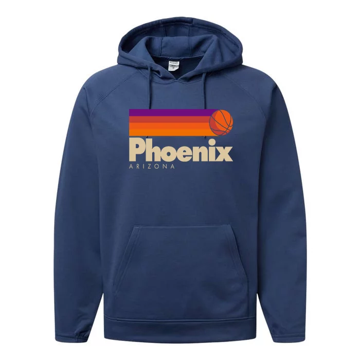 Vintage Retro Phoenix Arizona Basketball Logo Performance Fleece Hoodie