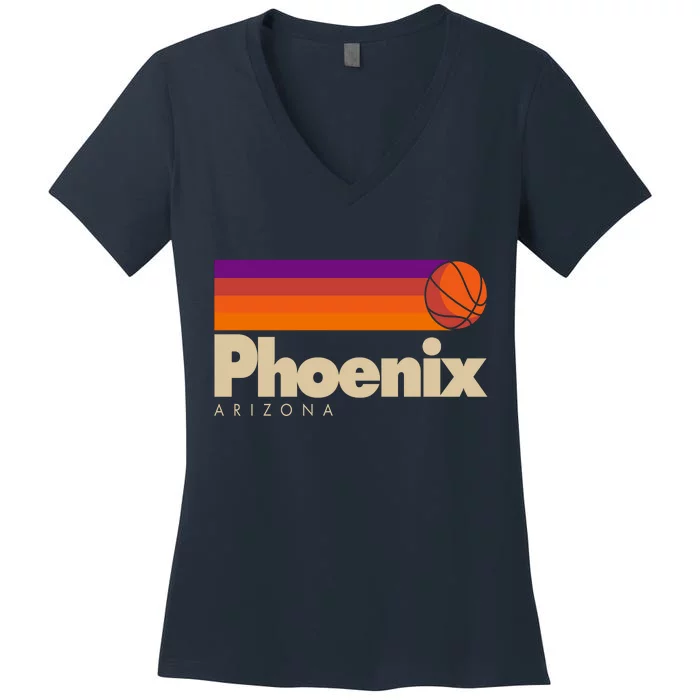 Vintage Retro Phoenix Arizona Basketball Logo Women's V-Neck T-Shirt