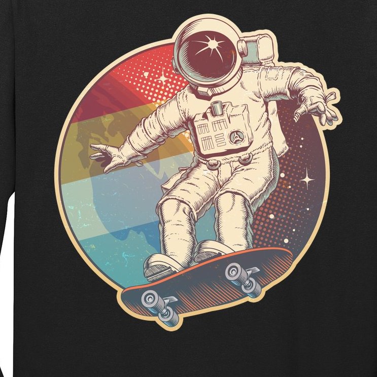 Vintage Retro Skateboarding Astronaut Long Sleeve Shirt