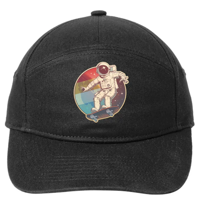 Vintage Retro Skateboarding Astronaut 7-Panel Snapback Hat