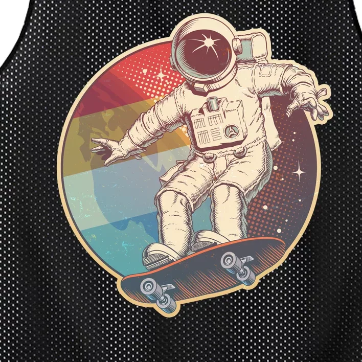 Vintage Retro Skateboarding Astronaut Mesh Reversible Basketball Jersey Tank