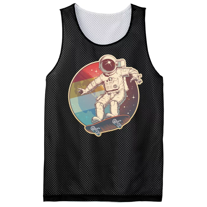 Vintage Retro Skateboarding Astronaut Mesh Reversible Basketball Jersey Tank