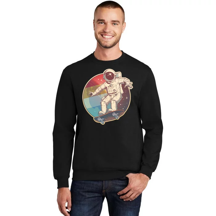 Vintage Retro Skateboarding Astronaut Tall Sweatshirt