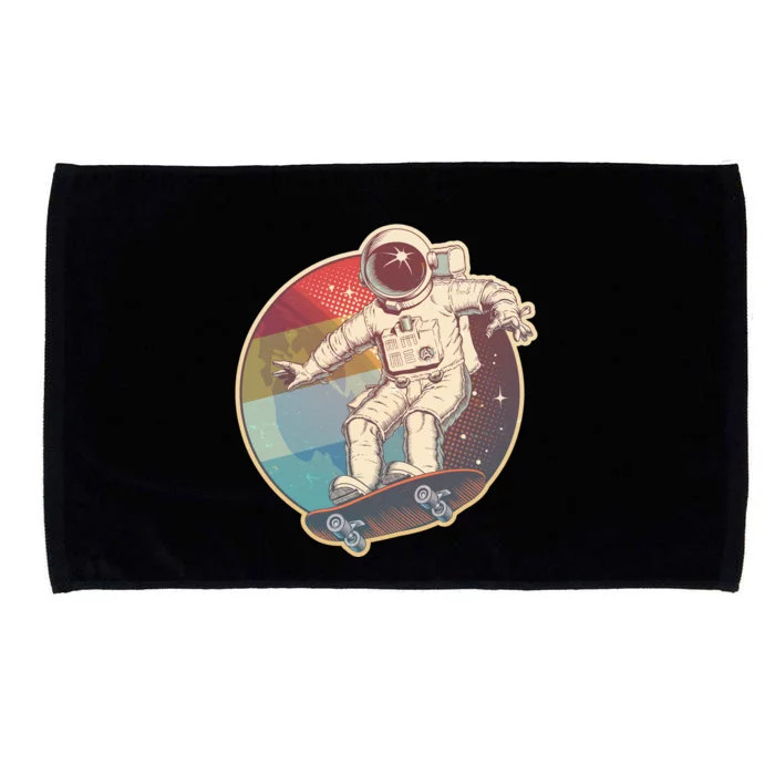 Vintage Retro Skateboarding Astronaut Microfiber Hand Towel