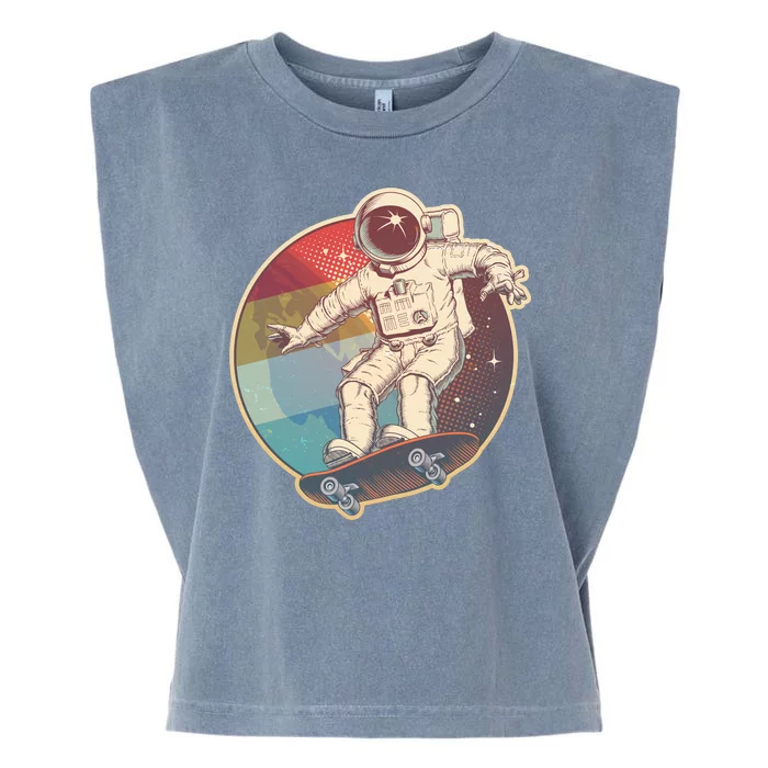 Vintage Retro Skateboarding Astronaut Garment-Dyed Women's Muscle Tee