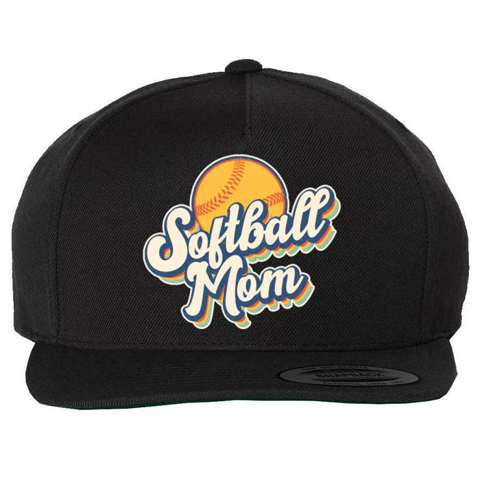 Vintage Retro Softball Mom Wool Snapback Cap