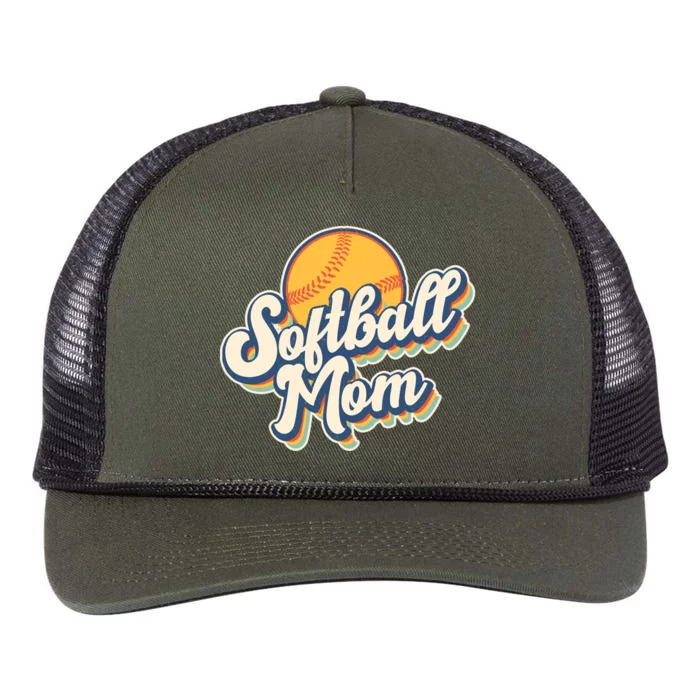 Vintage Retro Softball Mom Retro Rope Trucker Hat Cap