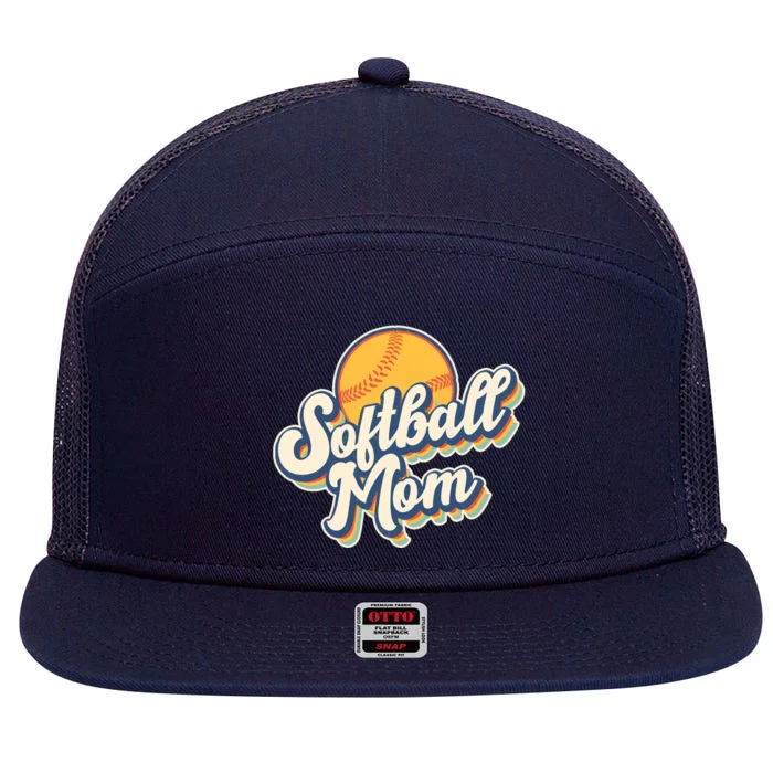 Vintage Retro Softball Mom 7 Panel Mesh Trucker Snapback Hat