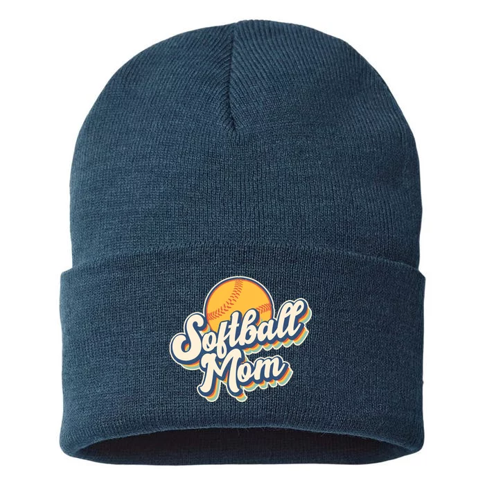 Vintage Retro Softball Mom Sustainable Knit Beanie