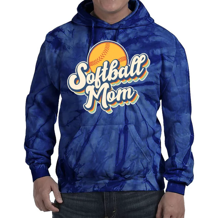 Vintage Retro Softball Mom Tie Dye Hoodie