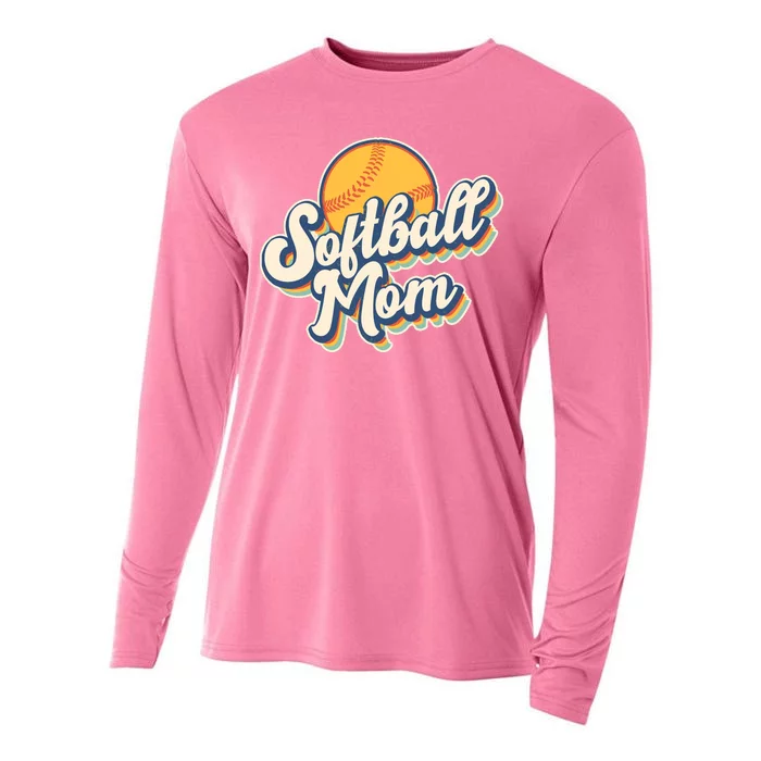 Vintage Retro Softball Mom Cooling Performance Long Sleeve Crew