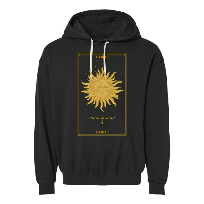 Vintage Retro Sun and Moon Tarot Card Garment-Dyed Fleece Hoodie