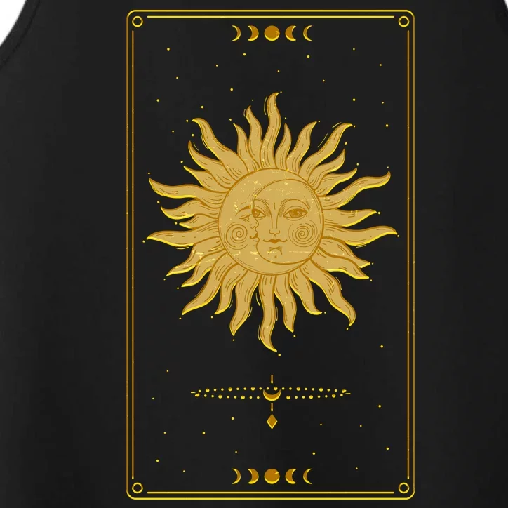 Vintage Retro Sun and Moon Tarot Card Performance Tank