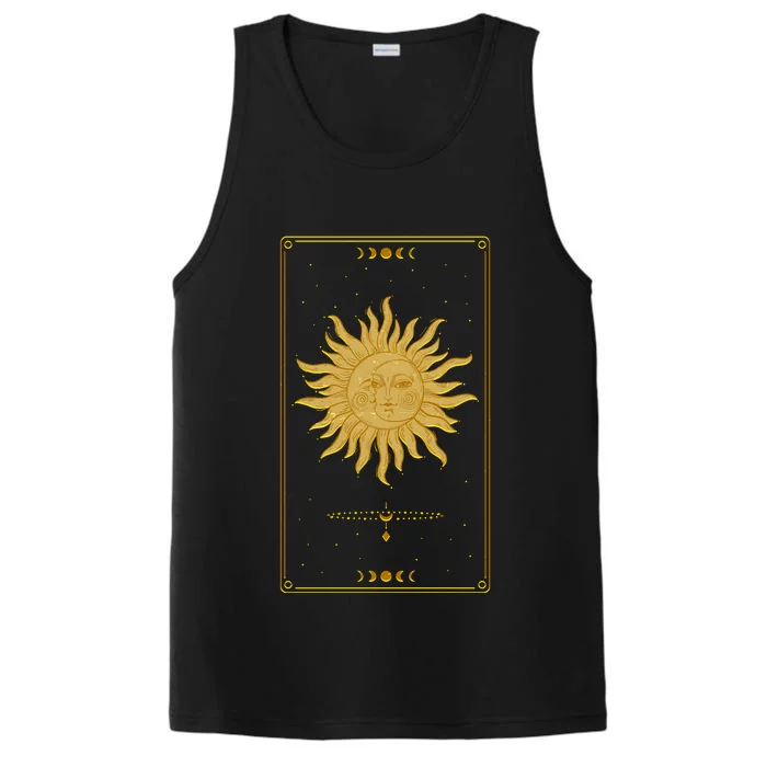 Vintage Retro Sun and Moon Tarot Card Performance Tank